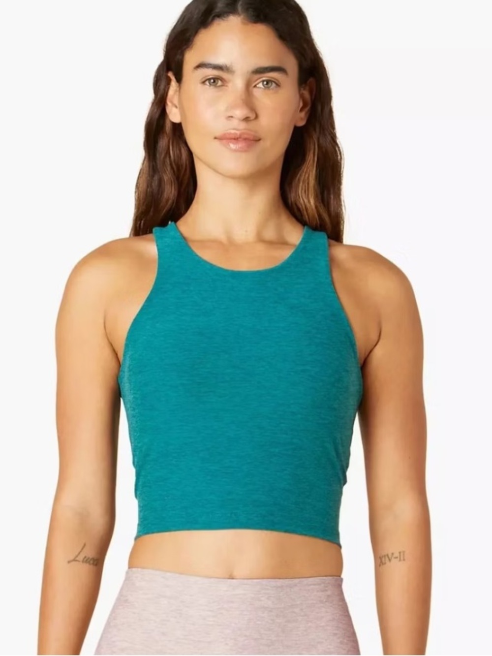 Beyond yoga teal crop tank